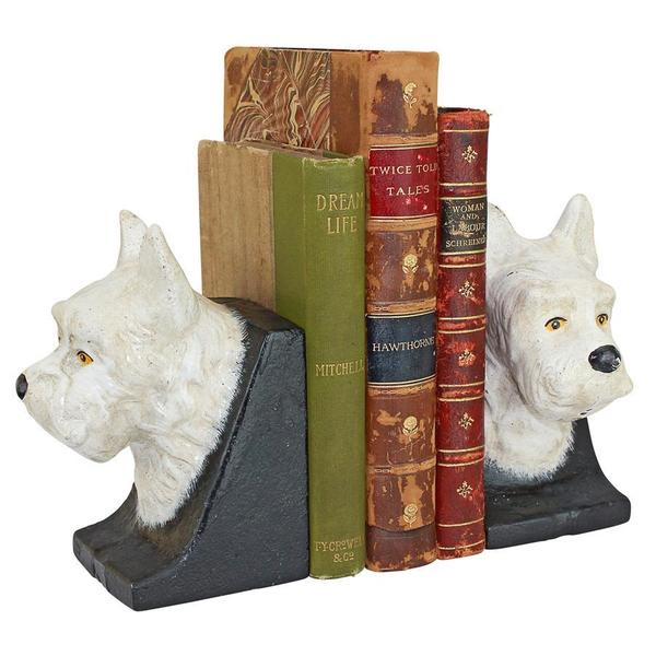 Design Toscano West Highland White Terrier Cast Iron Sculptural Bookend Pair SP2134